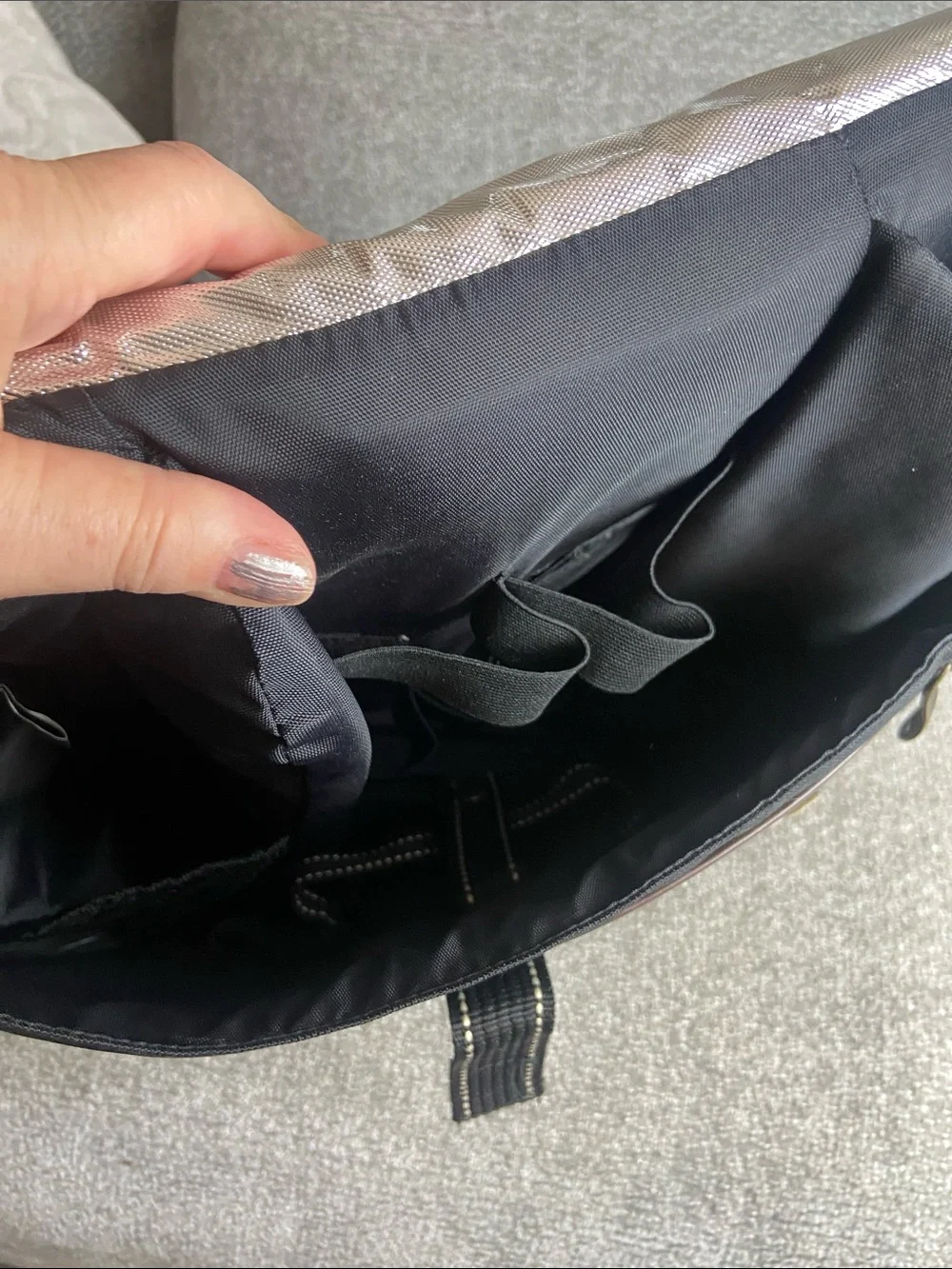 Picnic at Ascot Black Insulated Backpack for Picnic with Brown Accents